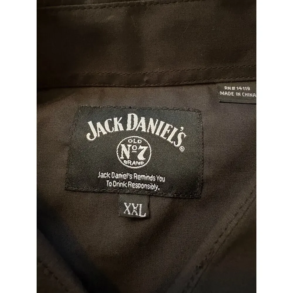 NWT Jack Daniel's Official Licensed Black Pearl Snap Western Button Up Size XXL